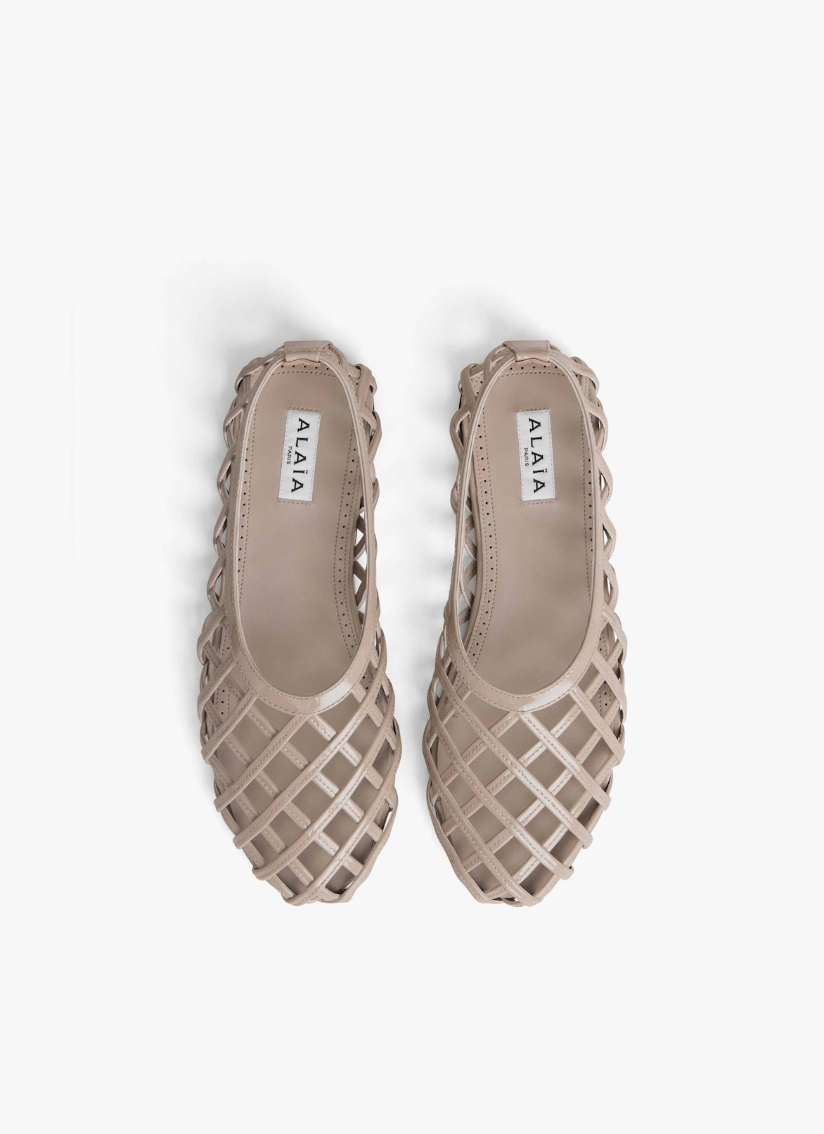 CAGE BALLET FLATS IN PATENT CALFSKIN ALAÏA GREGE CAGE BALLET FLATS IN PATENT CALFSKIN